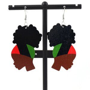 Black Girl With Afro Earring / Red Black & Green / RBG Earring